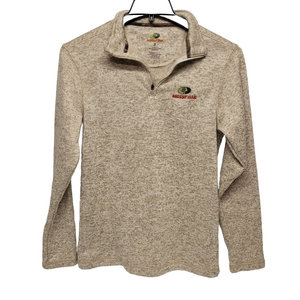 Mossy Oak Mens Pullover Sweater Embroidered Logo Size Small Color Beige